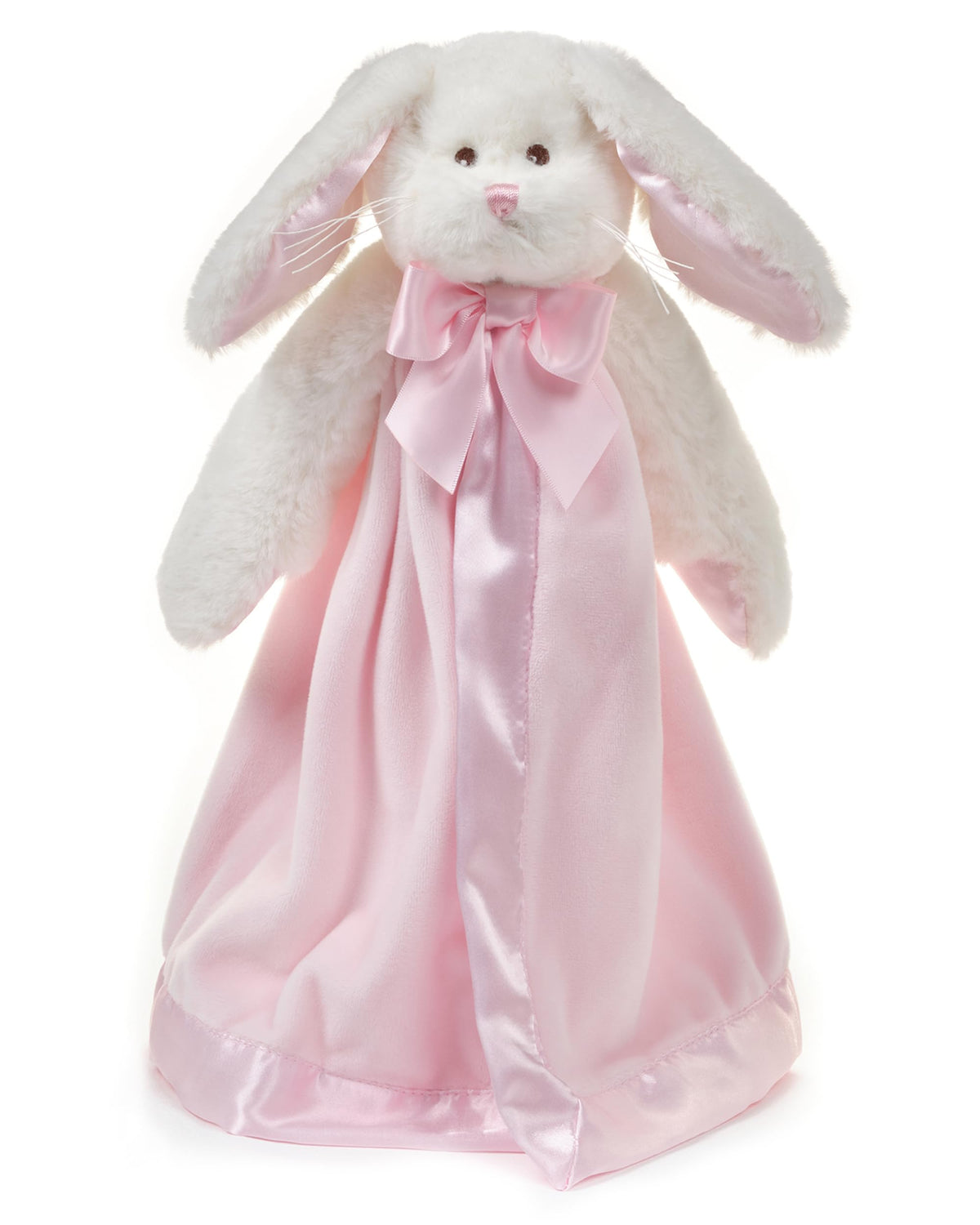 Bearington Baby Bunny Snuggler head close-up; ultra-soft plush for soothing babies