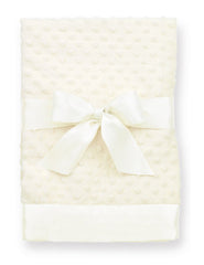 Bearington Baby Creamy White Dottie Snuggle Blanket, 28.5-inch plush warmth.