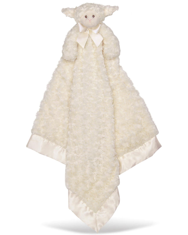 Bearington Baby Lamby Cuddle Me Sleeper in cream, plush security blanket for cozy snuggles.