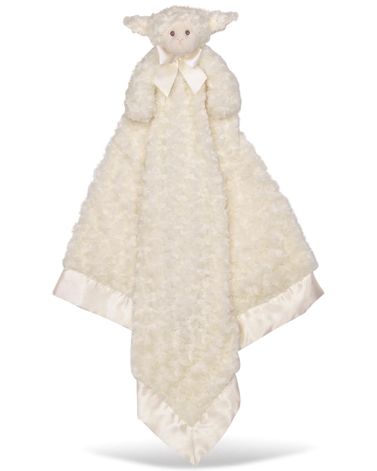 Bearington Baby Lamby Cuddle Me Sleeper in cream, plush security blanket for cozy snuggles.