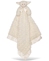 Bearington Baby Lamby Cuddle Me Sleeper in cream, plush security blanket for cozy snuggles.