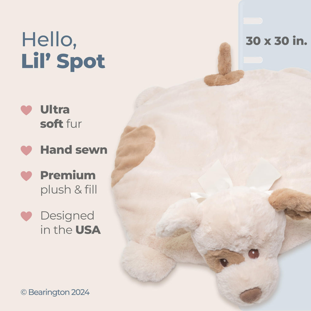 Bearington Baby Lil' Spot Belly Blanket 30x30 plush mat for nursery decor