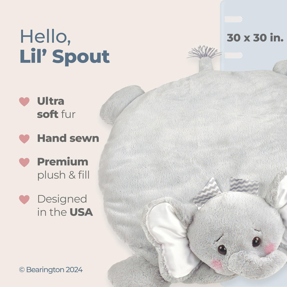 Bearington Baby Lil’Spout tummy time mat provides ample 30x30 space for crawling