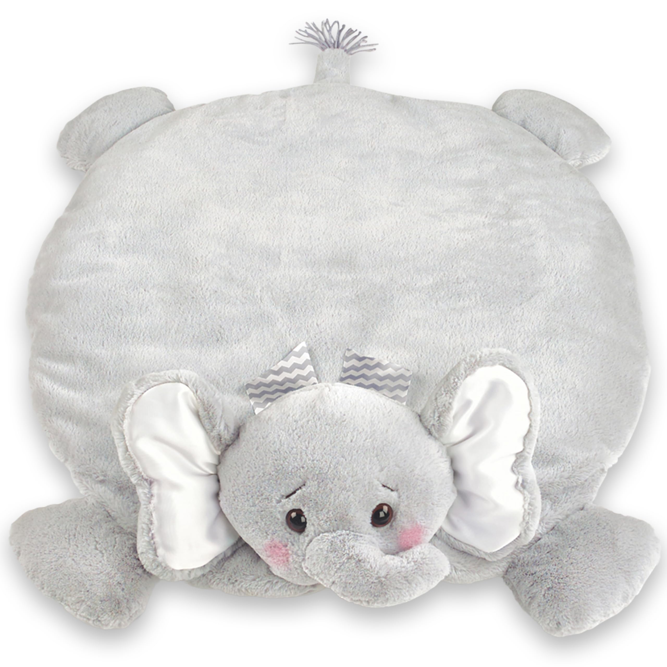 Bearington Baby Lil’Spout elephant plush tummy time blanket offers soft floor play for babies