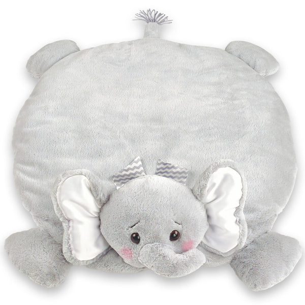Bearington Baby Lil’Spout elephant plush tummy time blanket offers soft floor play for babies