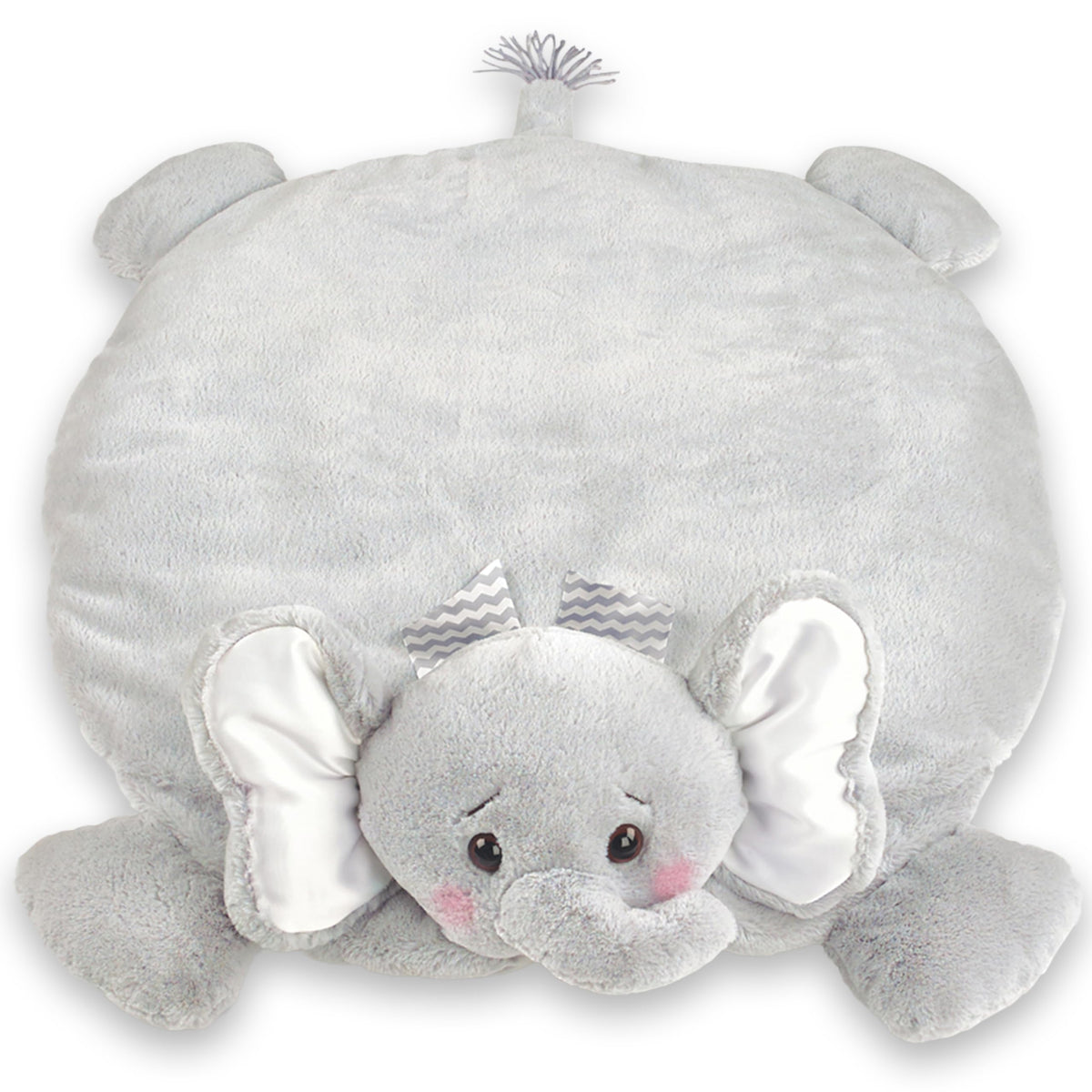 Bearington Baby Lil’Spout elephant plush tummy time blanket offers soft floor play for babies