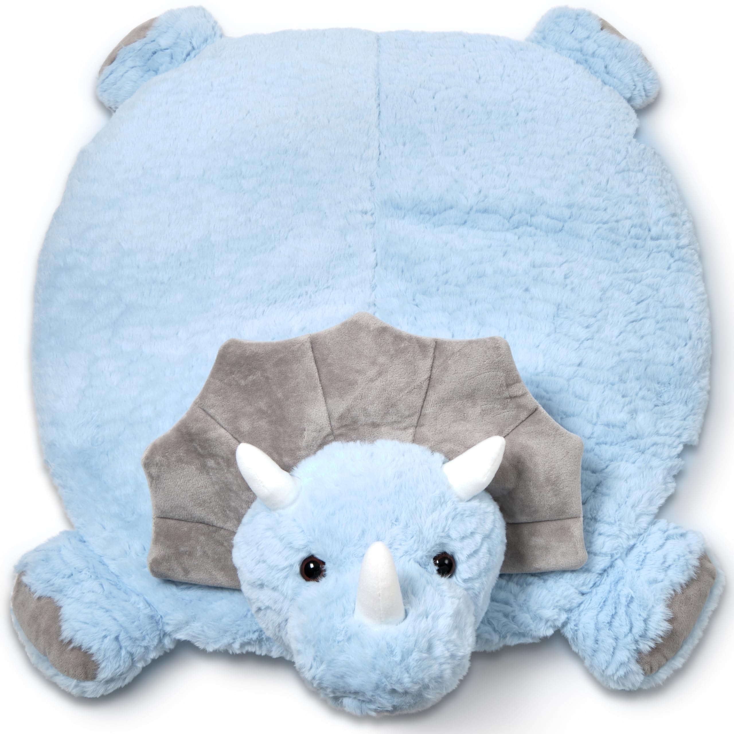 Bearington Baby Lil’Tracer tummy time mat with soft dinosaur plush for floor play.