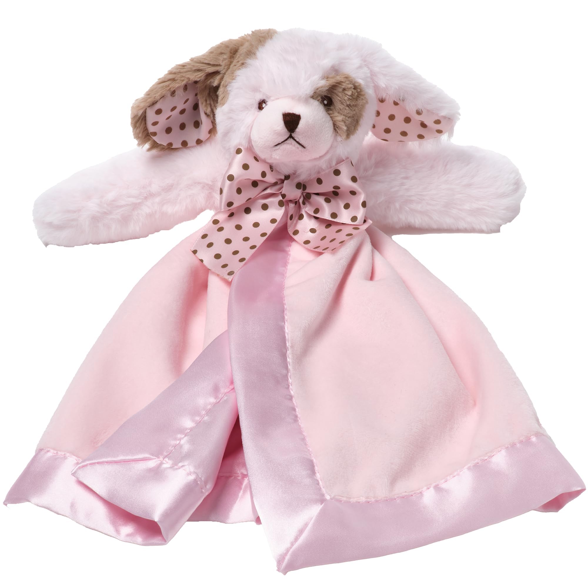 Bearington Baby Wiggles Snuggler in pink velour lovey for soothing cuddles and security.