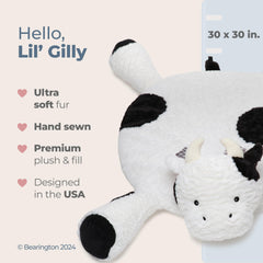 Bearington Collection Cow Tummy Time Mat side view demonstrates comfortable padding for floor time