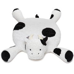 Bearington Collection Cow Tummy Time Mat top view shows plush surface for tummy play