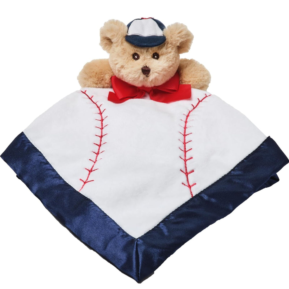 Bearington Collection Lil’ Slugger Snuggler Lovey baseball blanket for cozy naps.