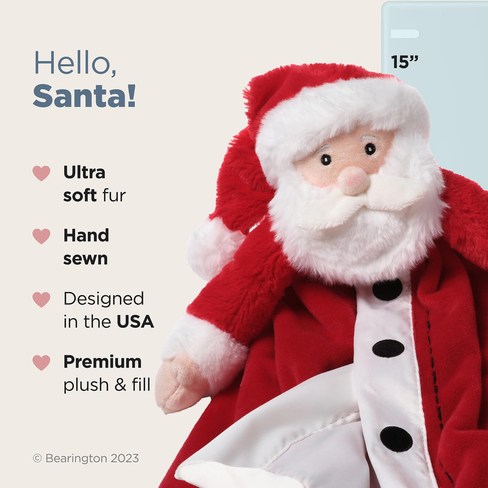 Bearington Collection Red Santa Lovey Santa head, soft plush for comforting playtime