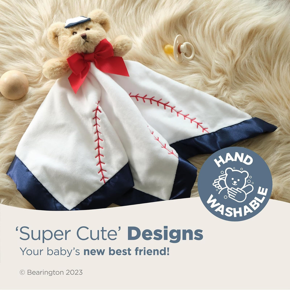 Bearington Snuggler Lovey embroidered safety eyes add gentle charm.