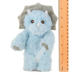 Bearington Collection Triceratops plush with ultra-soft fur, safe embroidered eyes for gentle play