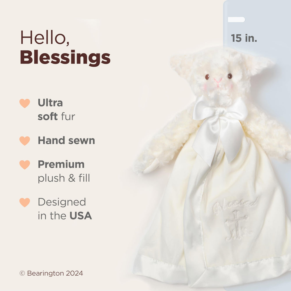 Bearington Lamb head close-up with embroidered safety eyes and blush cheeks