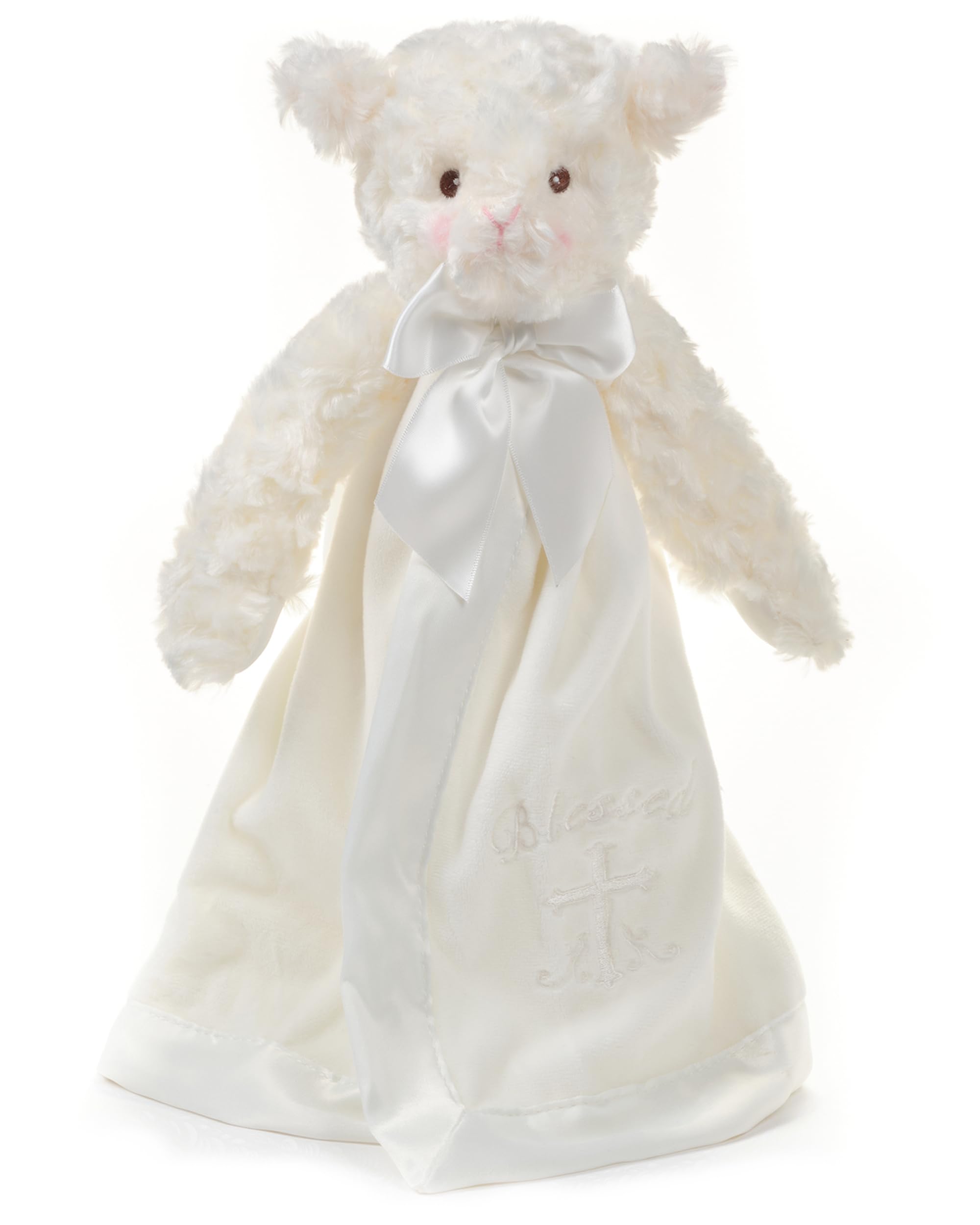 Bearington Collection Lamb Plush Lovey in white 15in for baby comfort