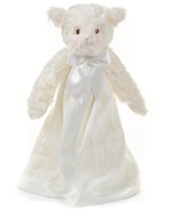 Bearington Collection Lamb Plush Lovey in white 15in for baby comfort