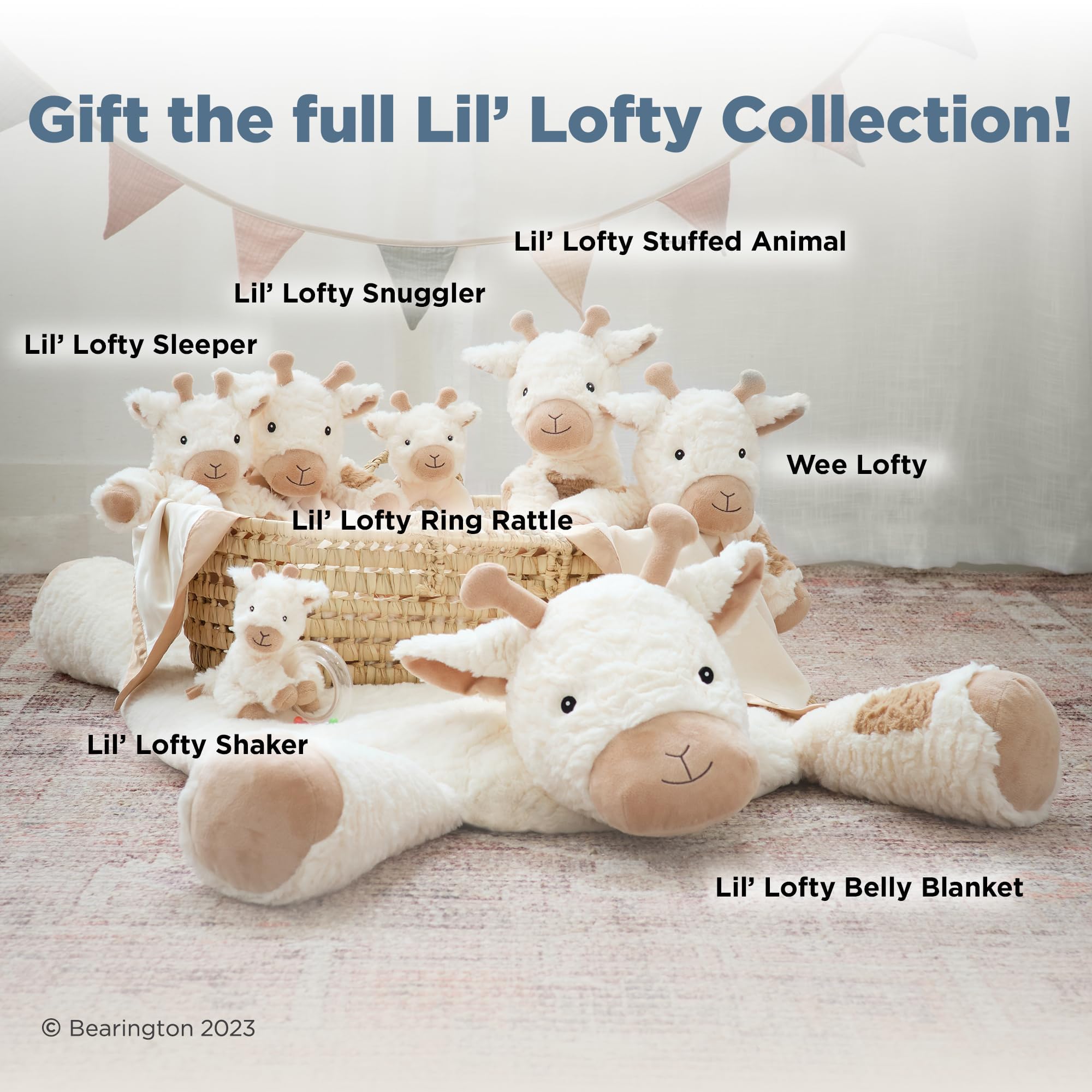 Bearington Lil' Lofty Giraffe Lovey care-closeup shows durable polyester fabric for washes