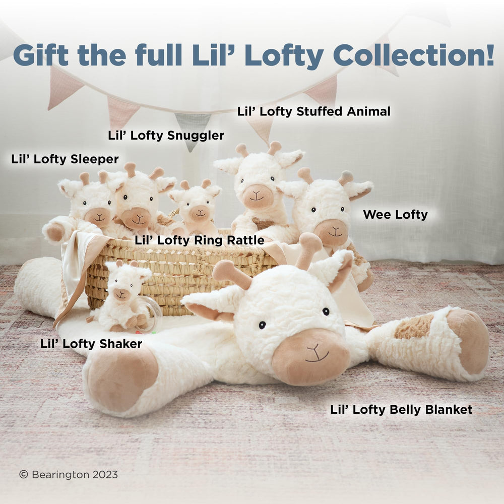 Bearington Lil' Lofty Giraffe Lovey care-closeup shows durable polyester fabric for washes