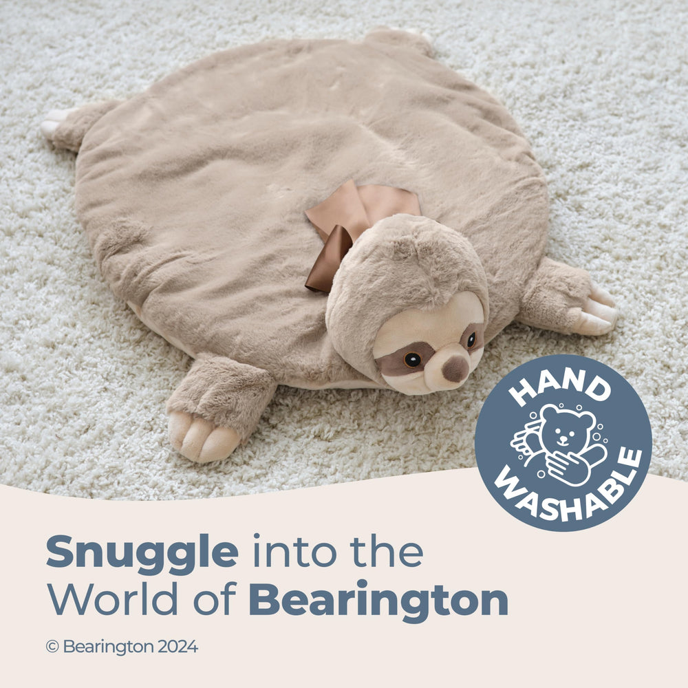 Bearington Lil’ Speedster Sloth Tummy Time Mat on floor supports exploration with ample space.