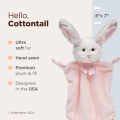 Bearington Wee Cottontail security blanket with embroidered safety eyes for gentle play.