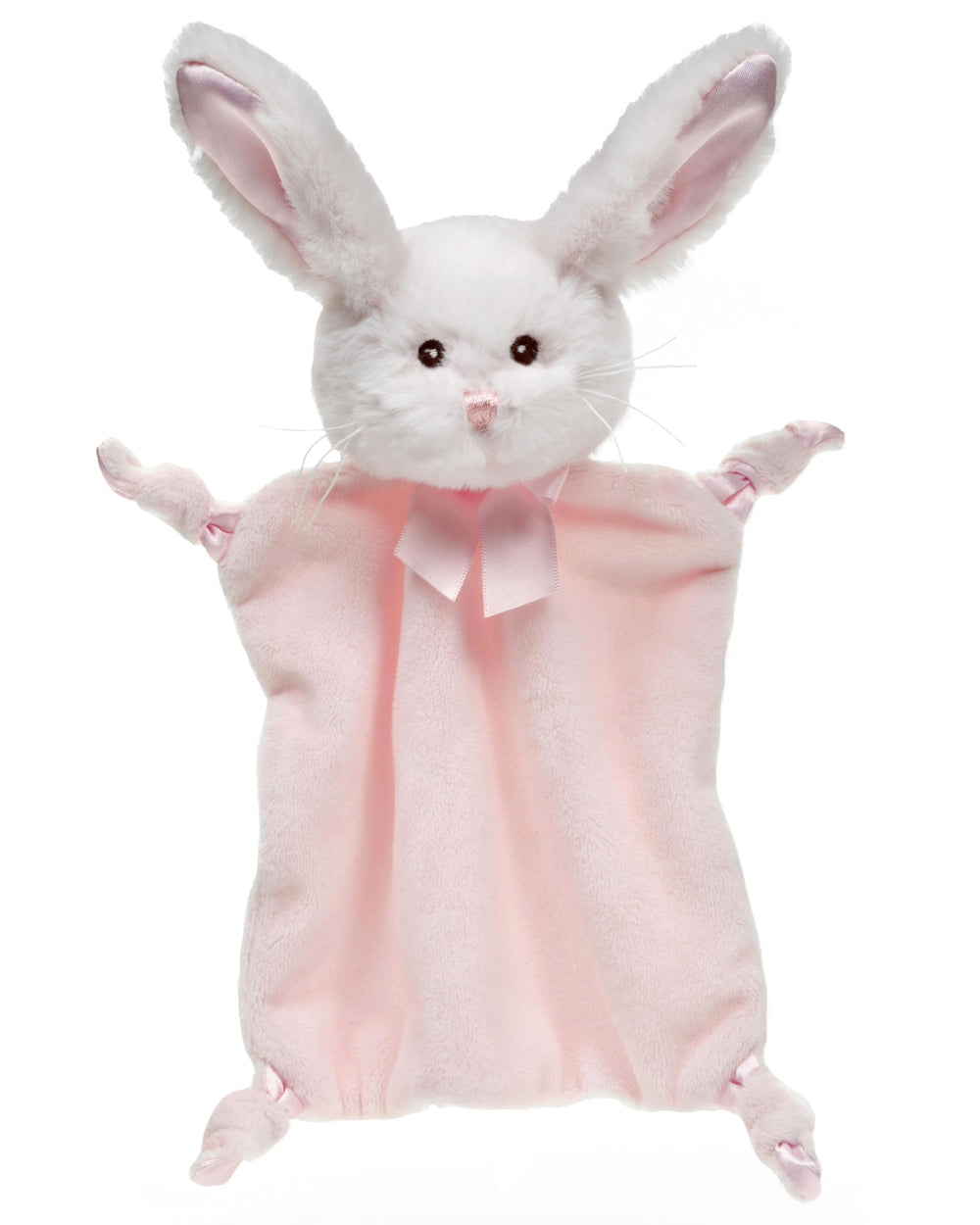 Bearington Wee Cottontail bunny lovie close-up shows plush warmth for baby snuggles.
