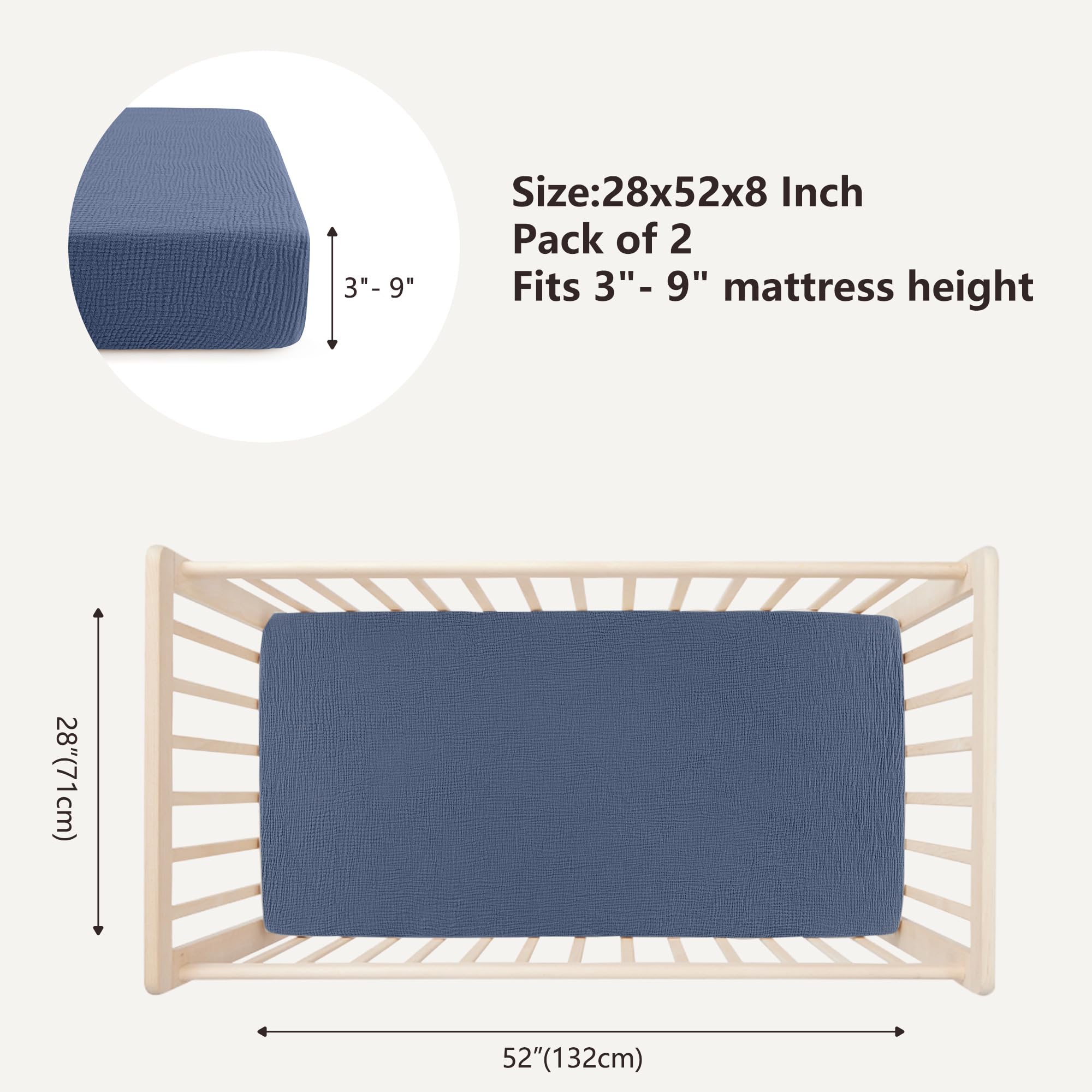 Bearmoss crib sheet with 360° elastic edge for a secure fit on a standard mattress.