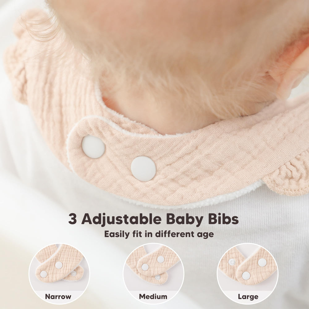 Bearmoss bibs come in a colorful set suitable for girls and boys.