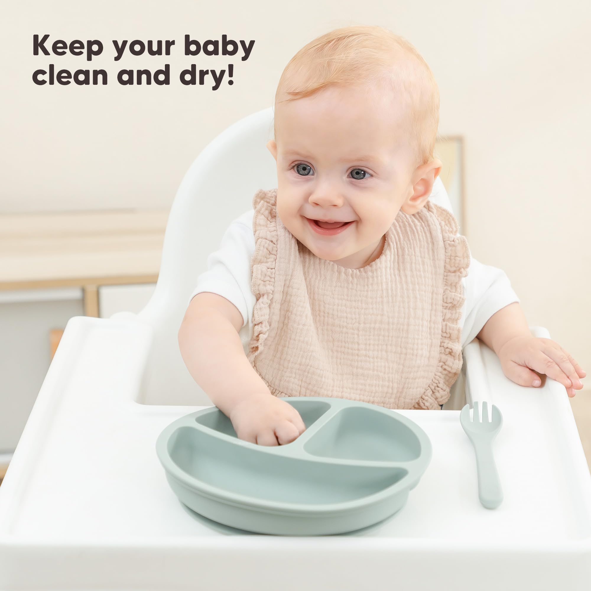 Bearmoss bibs with adjustable snaps fit growing babies comfortably.