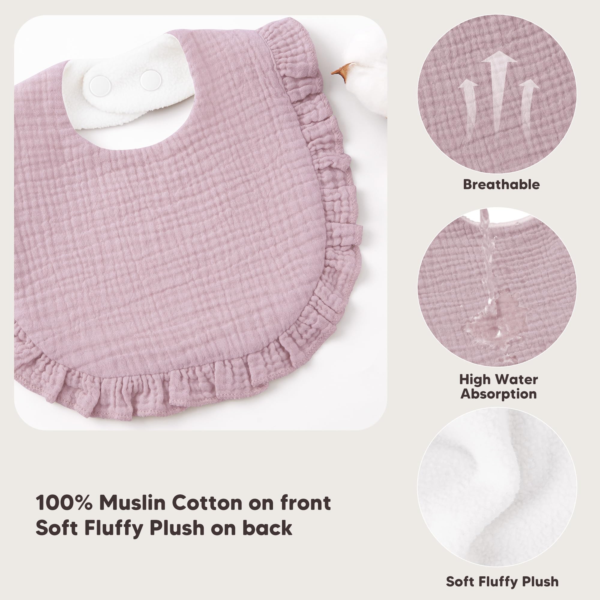 Bearmoss bibs with water-resistant backing help keep outfits dry.