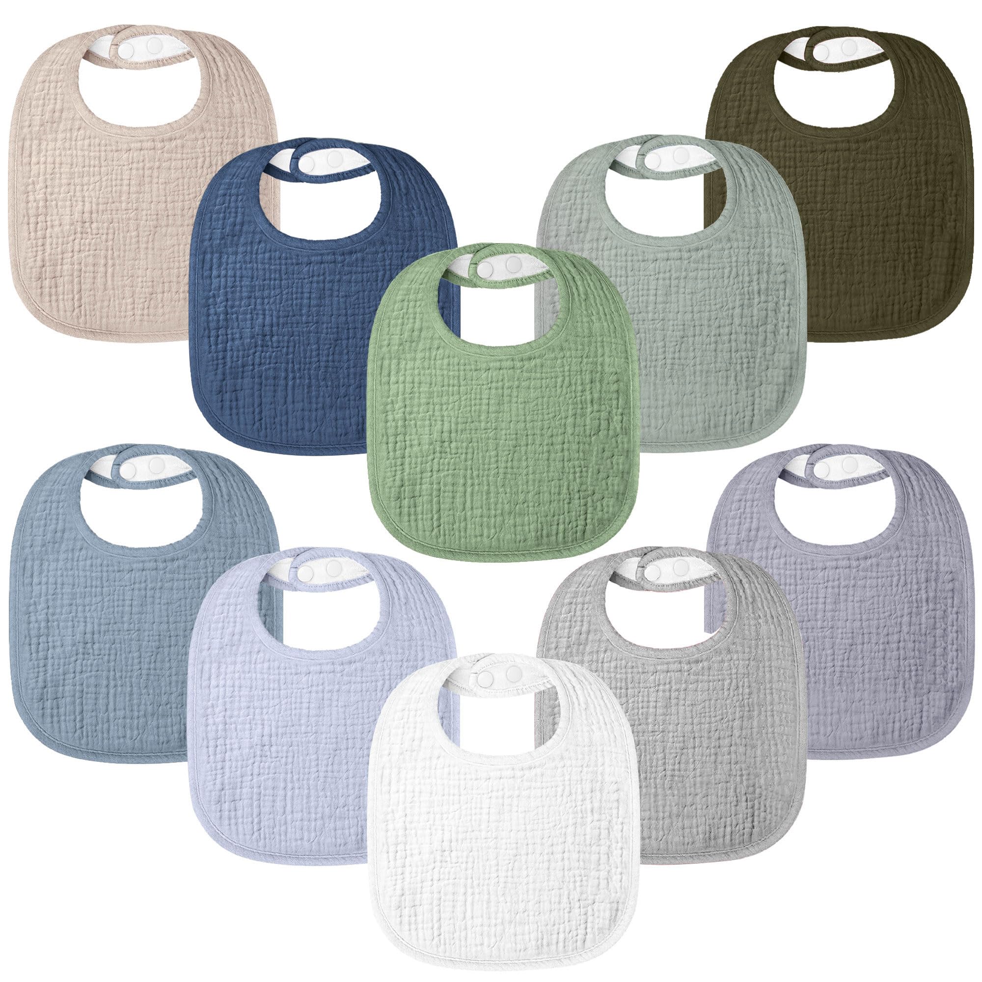 Bearmoss baby bib with soft muslin and absorbent lining for all-day drool during teething