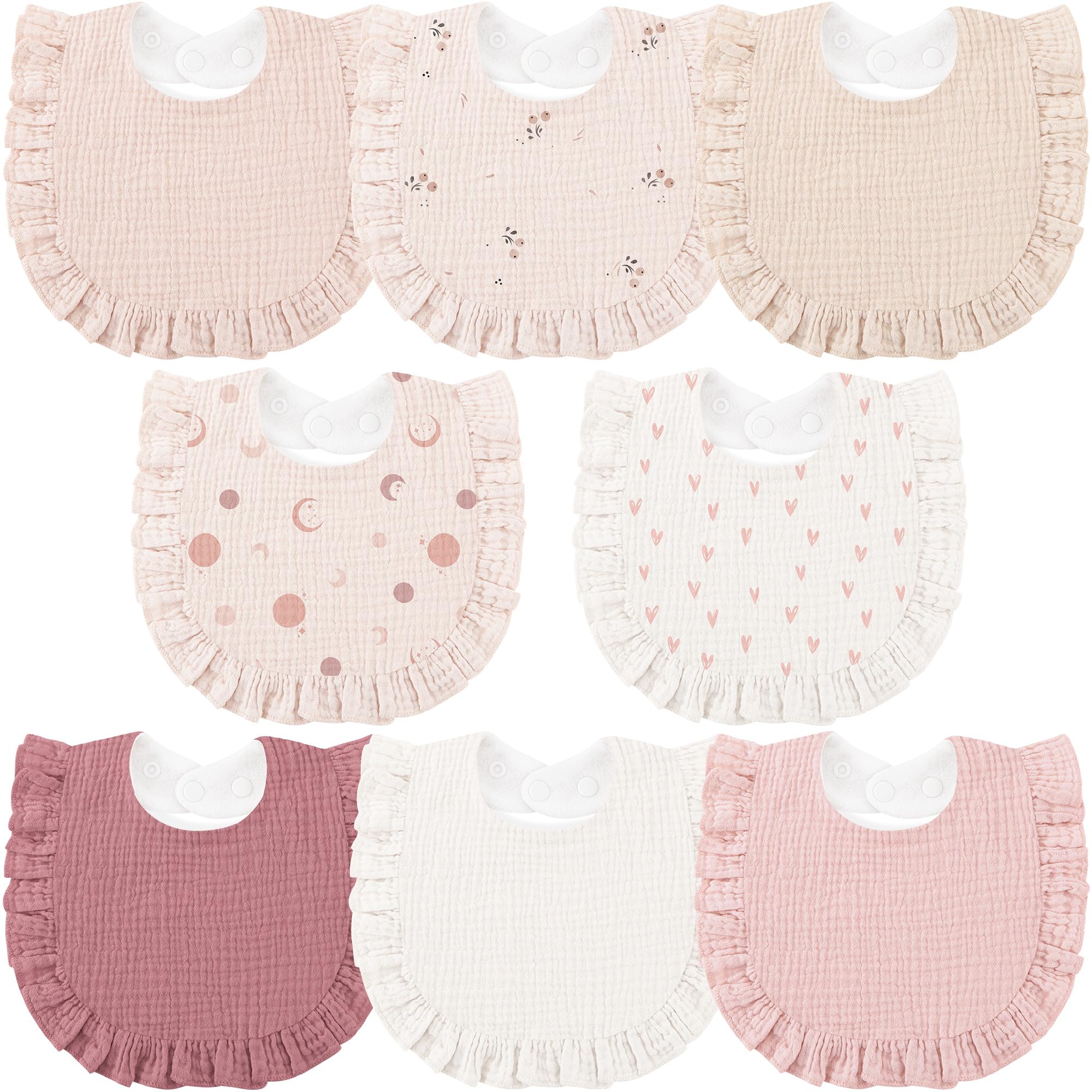 Bearmoss bibs front view with soft muslin and plush backing for dry, comfortable wear