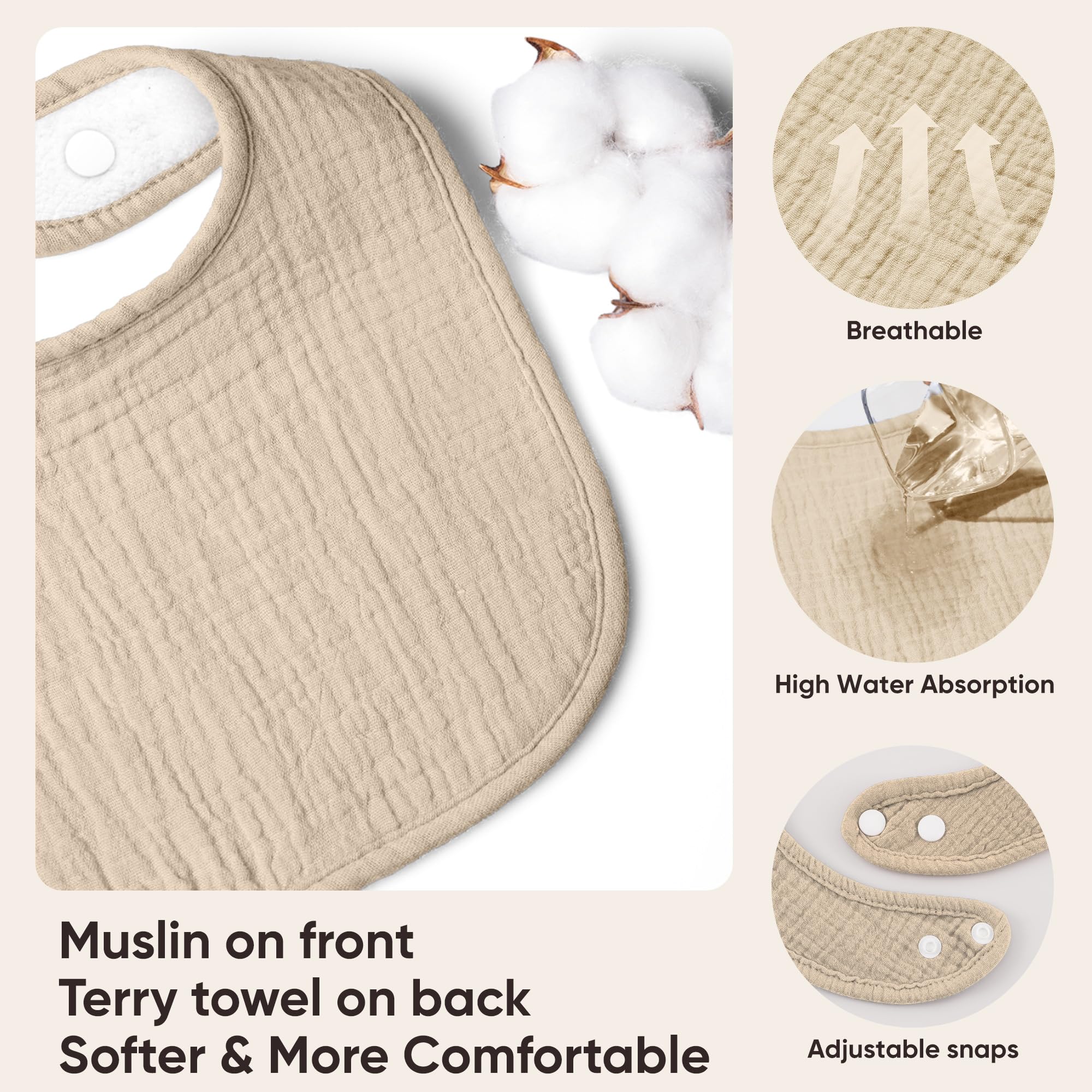 Bearmoss bandana bib adjustable closure demonstrates grow-with-baby fit.
