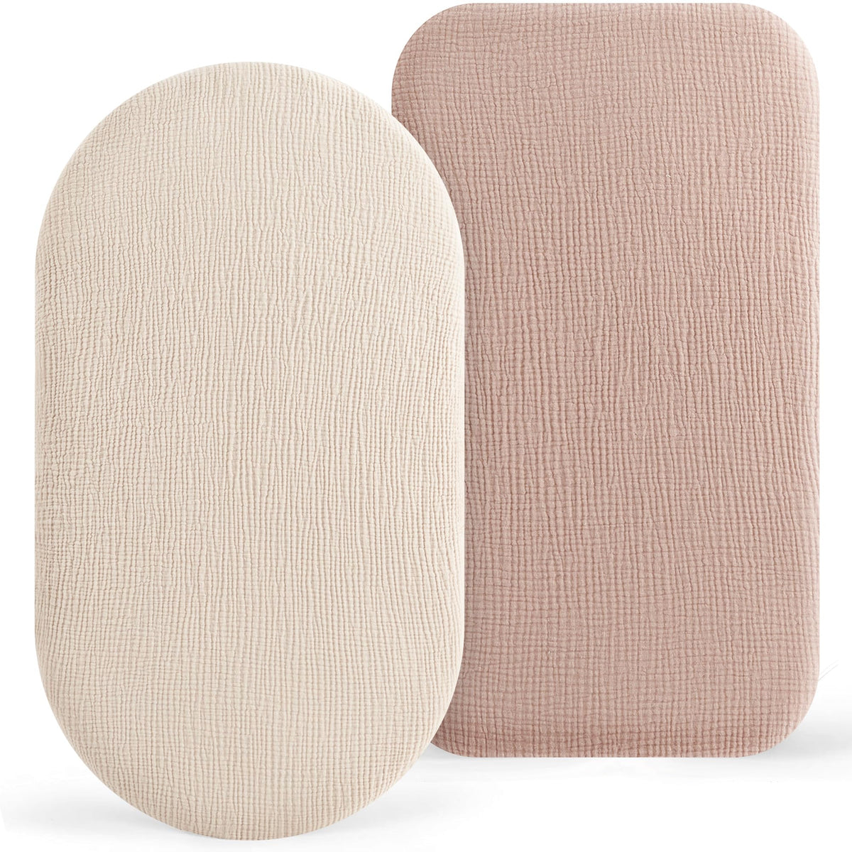 Bearmoss bassinet sheets 2-pack offer soft, breathable comfort for newborn sleeping spaces.