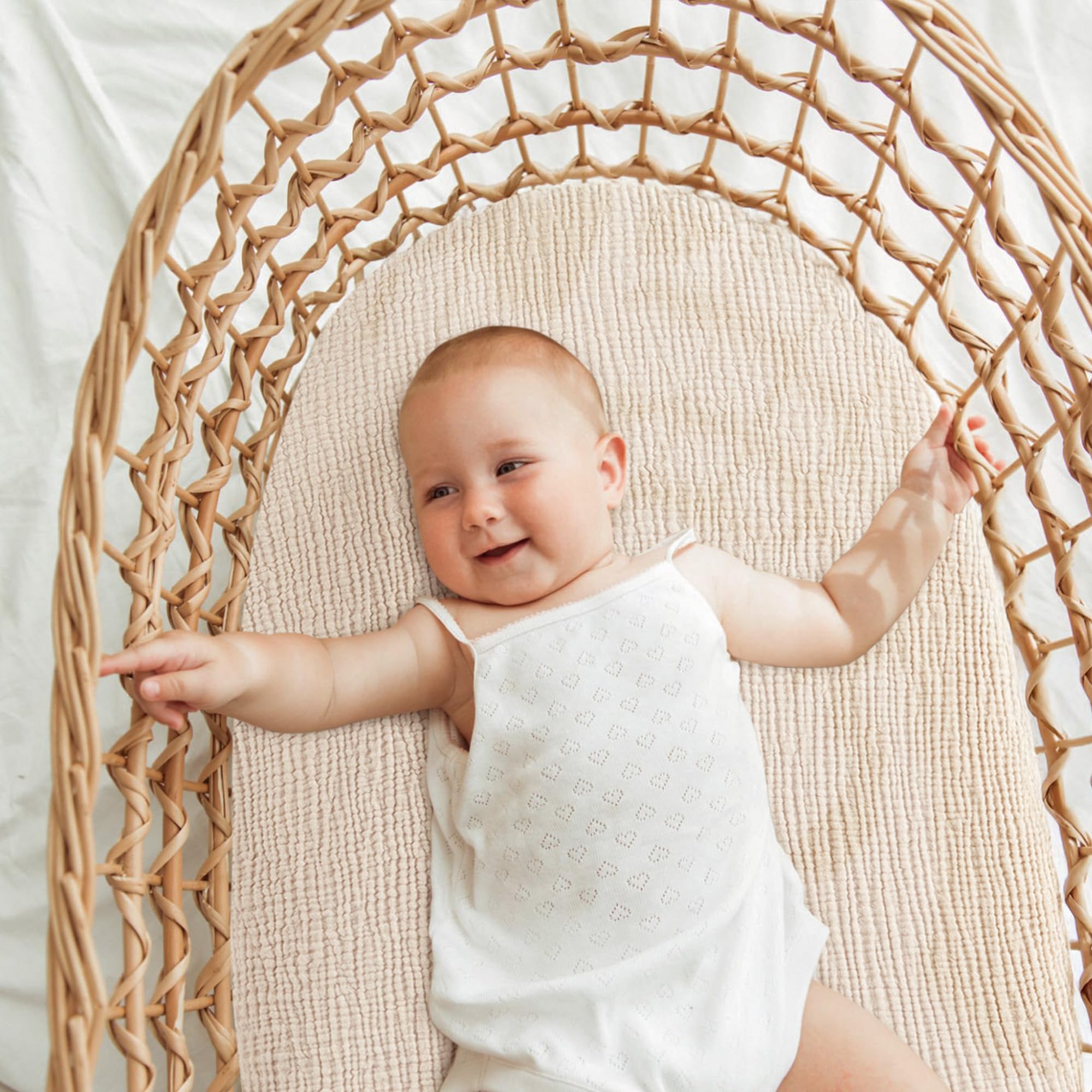 Bearmoss cream and sand color adds neutral style to nursery decor.