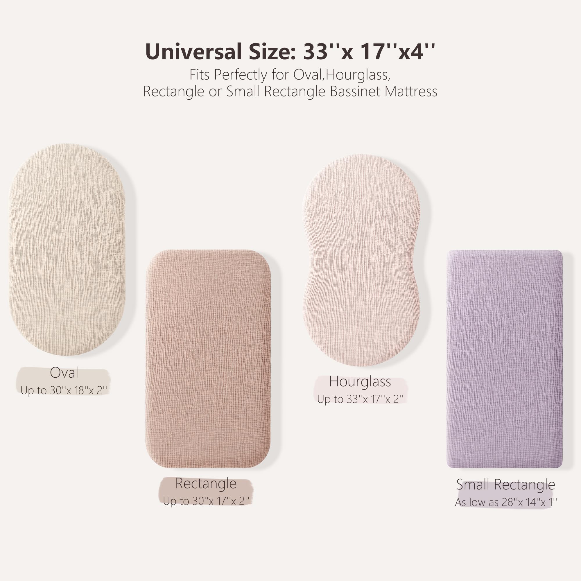 Bearmoss bassinet sheets fit oval bassinets securely for undisturbed sleep.