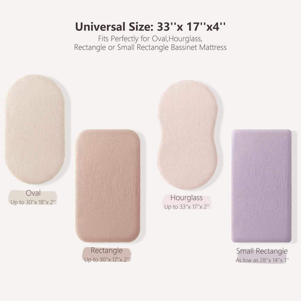 Bearmoss bassinet sheets fit oval bassinets securely for undisturbed sleep.