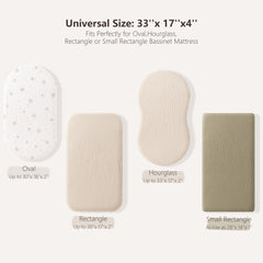 Bearmoss bassinet sheets fit oval and rectangle bassinets securely.