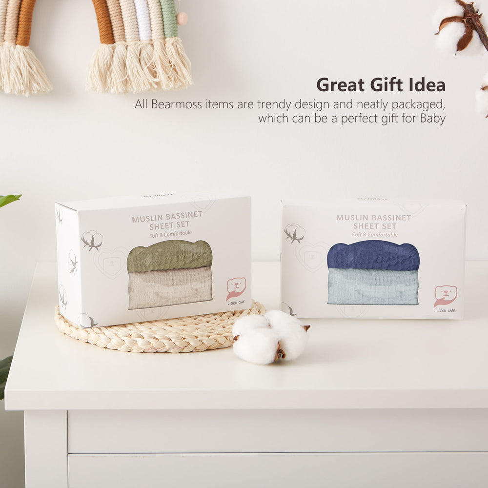 Bearmoss bassinet sheets promote skin-friendly softness for sensitive newborns