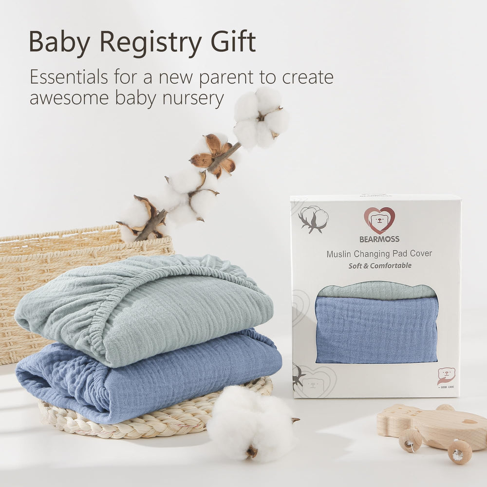 Two-pack Bearmoss changing pad covers for easy daily rotation.