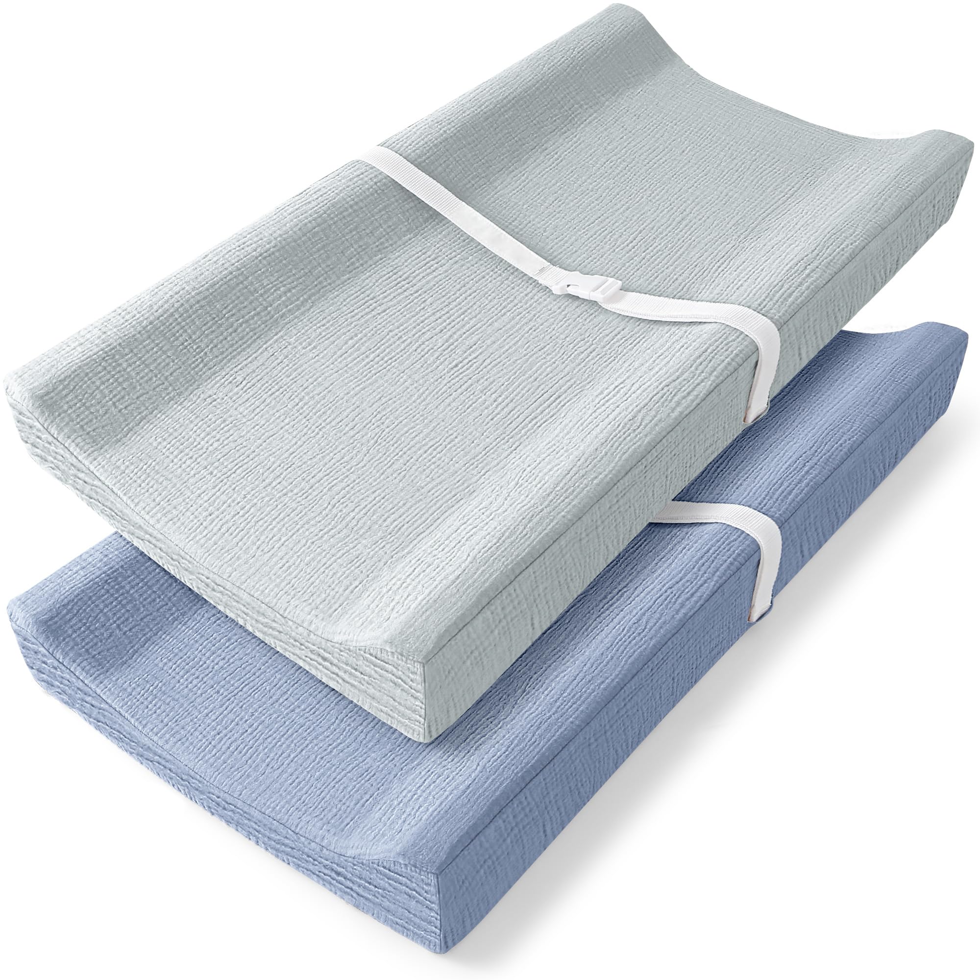 Bearmoss changing pad cover in mint gum with soft muslin cotton for comfortable diaper changes.