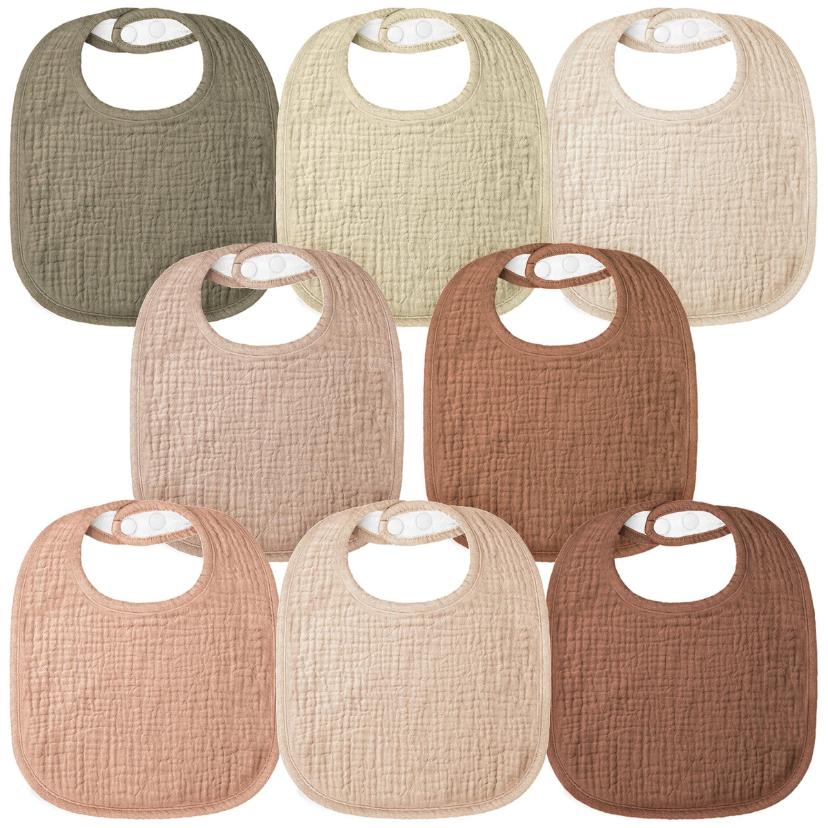 Bearmoss muslin baby bibs pack close-up showing soft, absorbent cotton.
