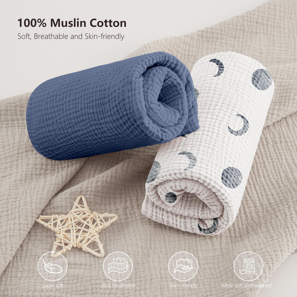 Bearmoss muslin mini crib sheet nine inch deep pocket design keeps sheet snug