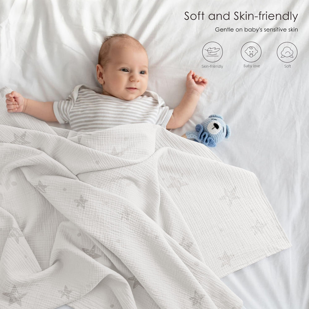 Close-up of Bearmoss swaddle's soft cotton texture and gentle stretch.