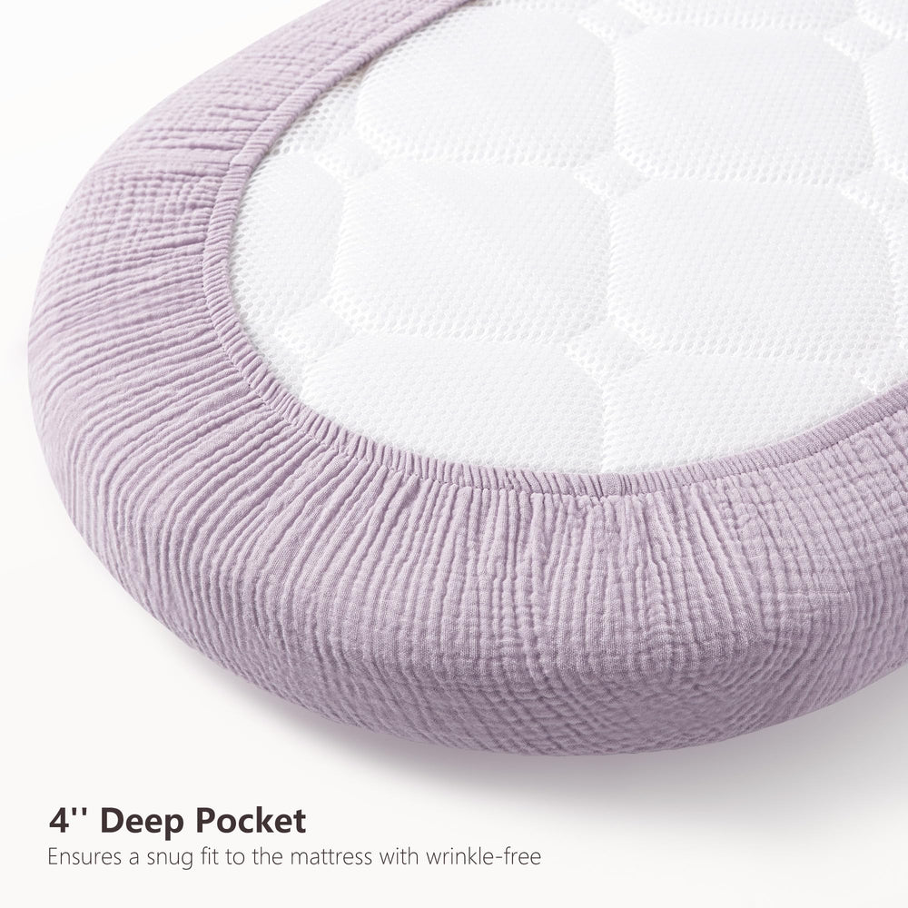 Versatile fit for oval, rectangle, or hourglass bassinet shapes by Bearmoss.