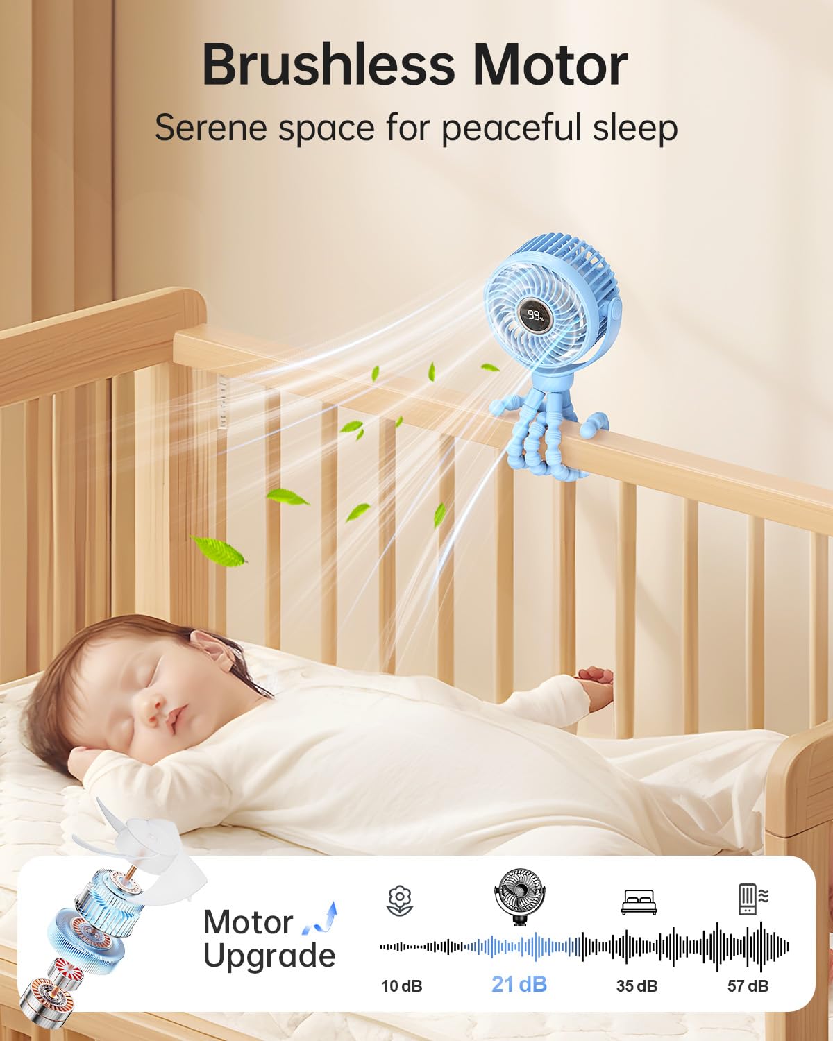 Bearwind stroller fan 360-degree rotation for versatile cooling