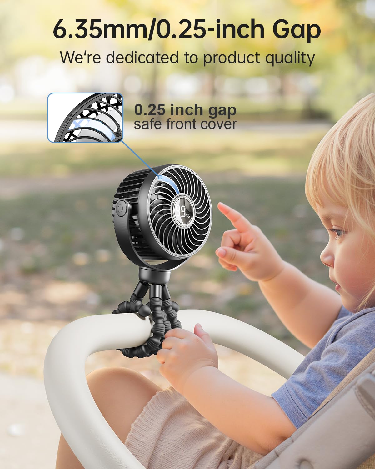 Bearwind Mini Stroller Fan includes LED night light for evening use