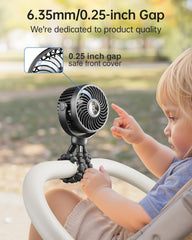 Bearwind Mini Stroller Fan includes LED night light for evening use