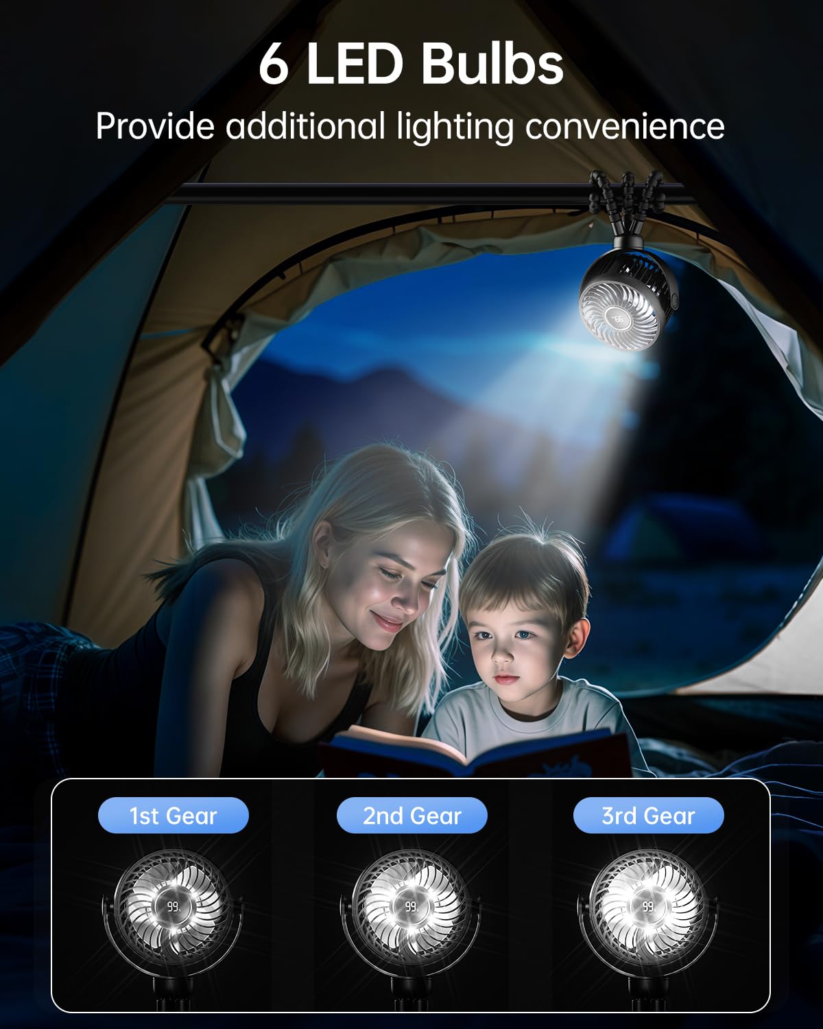 Bearwind Mini Stroller Fan on flexible tripod for versatile placement
