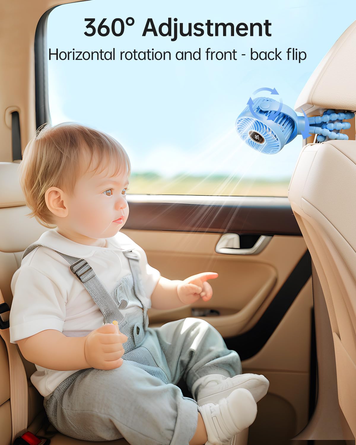 Bearwind stroller fan with clip-on tripod for secure attachment